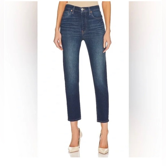 Re/Done Originals High Rise Ankle Crop Midnight Blue - Picture 5 of 15